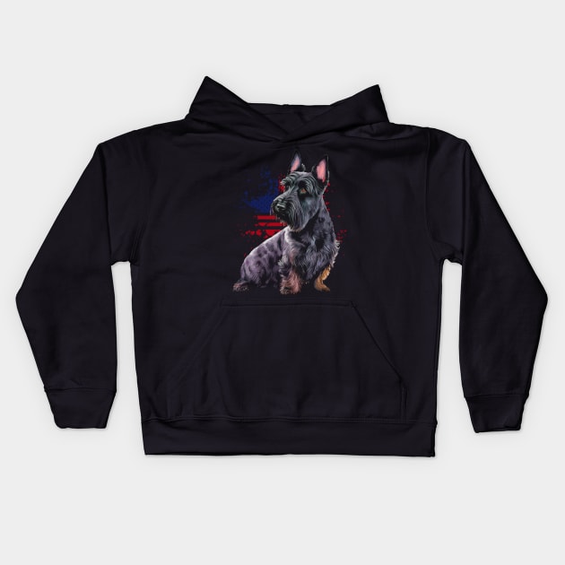 Scottish Charm Stylish Tee Featuring Adorable Scottish Terrier Illustrations Kids Hoodie by Kevin Jones Art